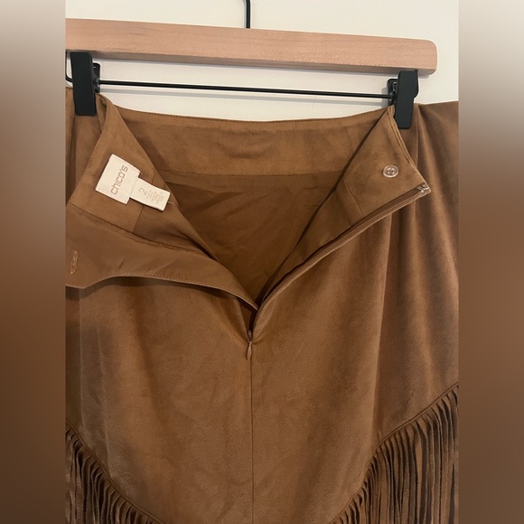 Chico’s - Faux-Suede Fringed Midi Skirt - Size 2 - Picture 6 of 8